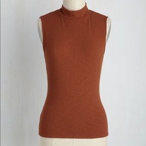 ModCloth Rust stretchy ribbed turtleneck